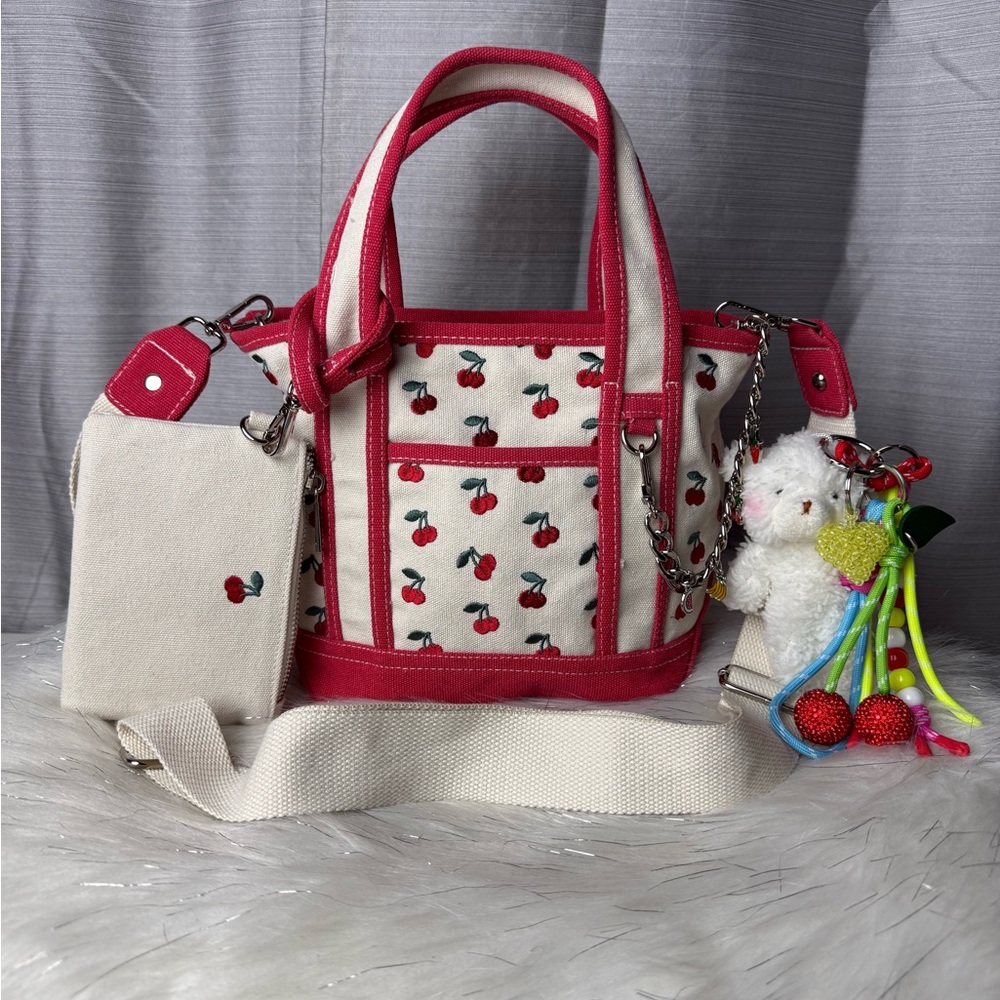 MADDEN GIRL cherry canvas mini tote bag